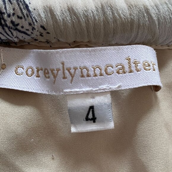 Corey Lynn Calter Womens Cream and Black Print Silk Maxi Dress Size 4 Fairy Y2K - Picture 3 of 8